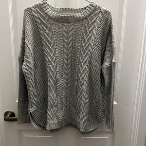 Natural Reflections Heather Gray Cable Knit Sweater